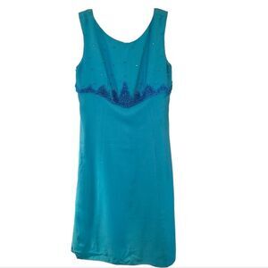 Vintage Teal R&K Originals Beaded Sheath Dress